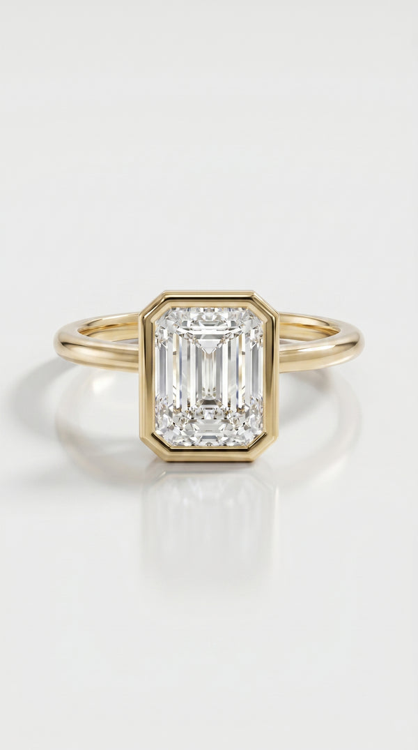 Levendi Wave of Love - Emerald Cut Bezel Engagement Ring — Levendi Jewellers