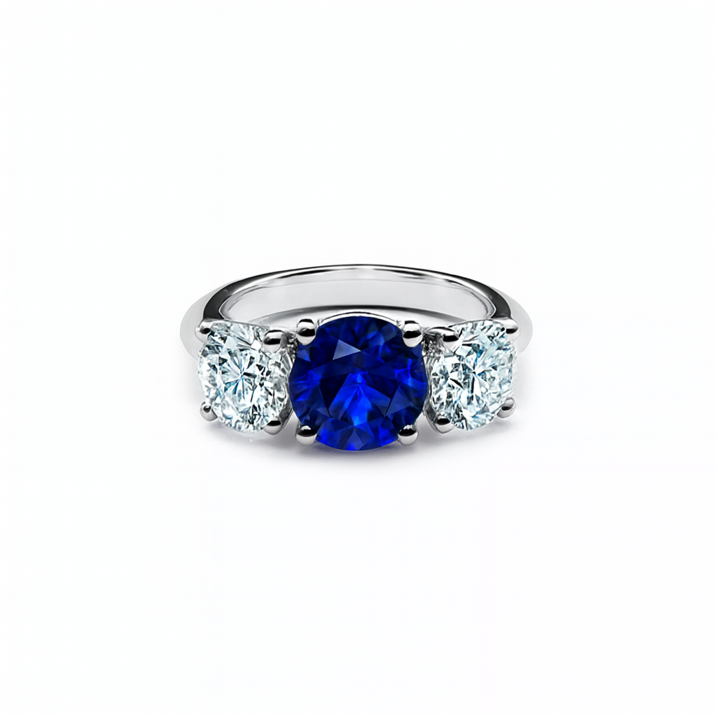 Classic Trilogy Australian Sapphire Round Engagement Ring