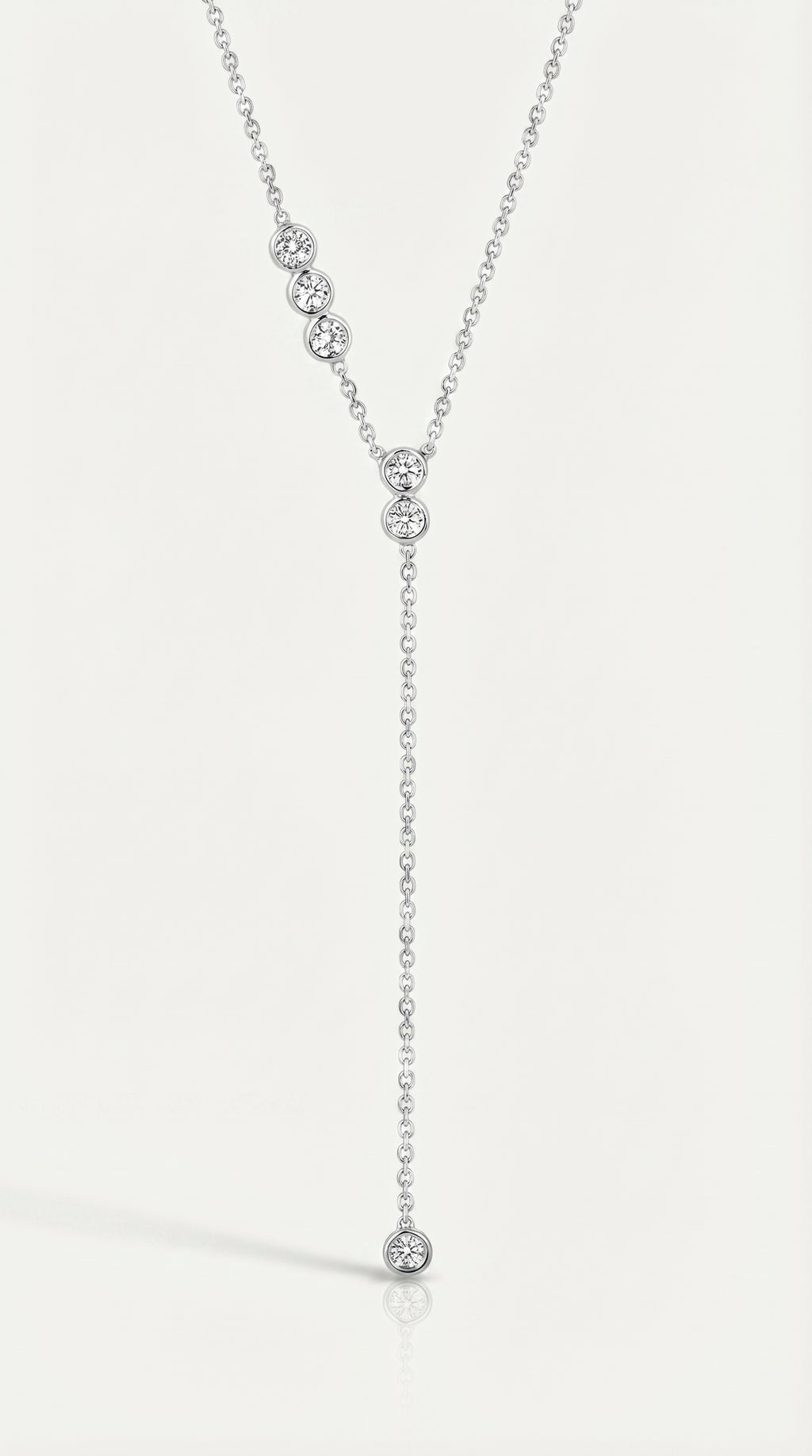 Pure Line - 6 Diamonds Tie Adjustable Necklace, view 2 — Levendi Jewellers