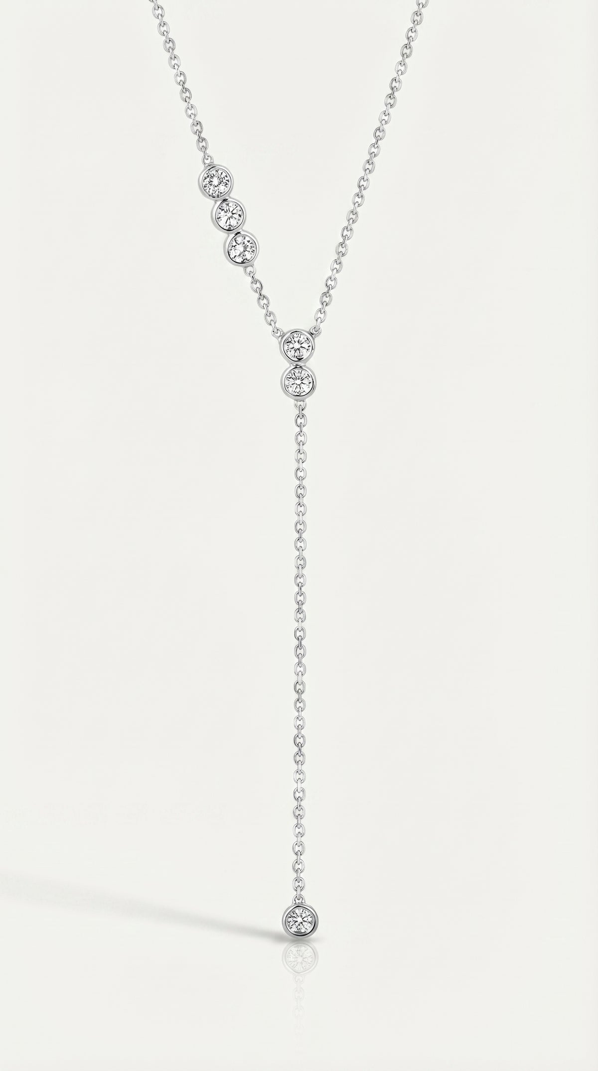 Pure Line - 6 Diamonds Tie Adjustable Necklace, view 2 — Levendi Jewellers