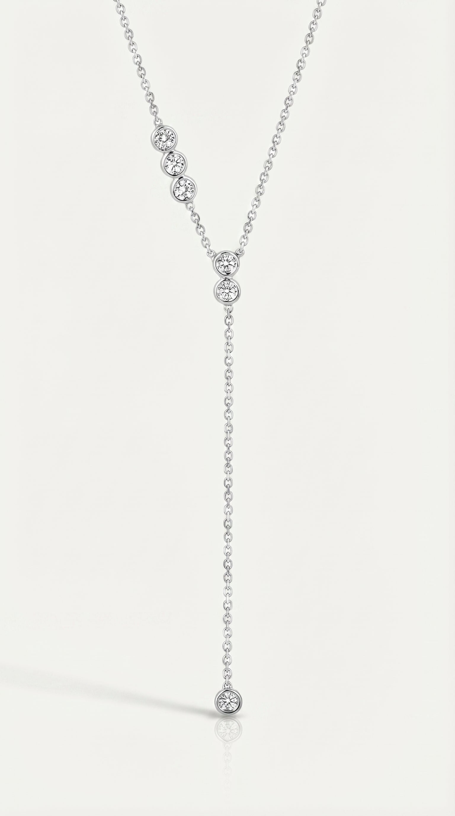 Pure Line -  6 Diamonds Tie Adjustable Necklace
