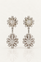 Multicolour Fancy Diamond Drop Earrings – back view, white gold