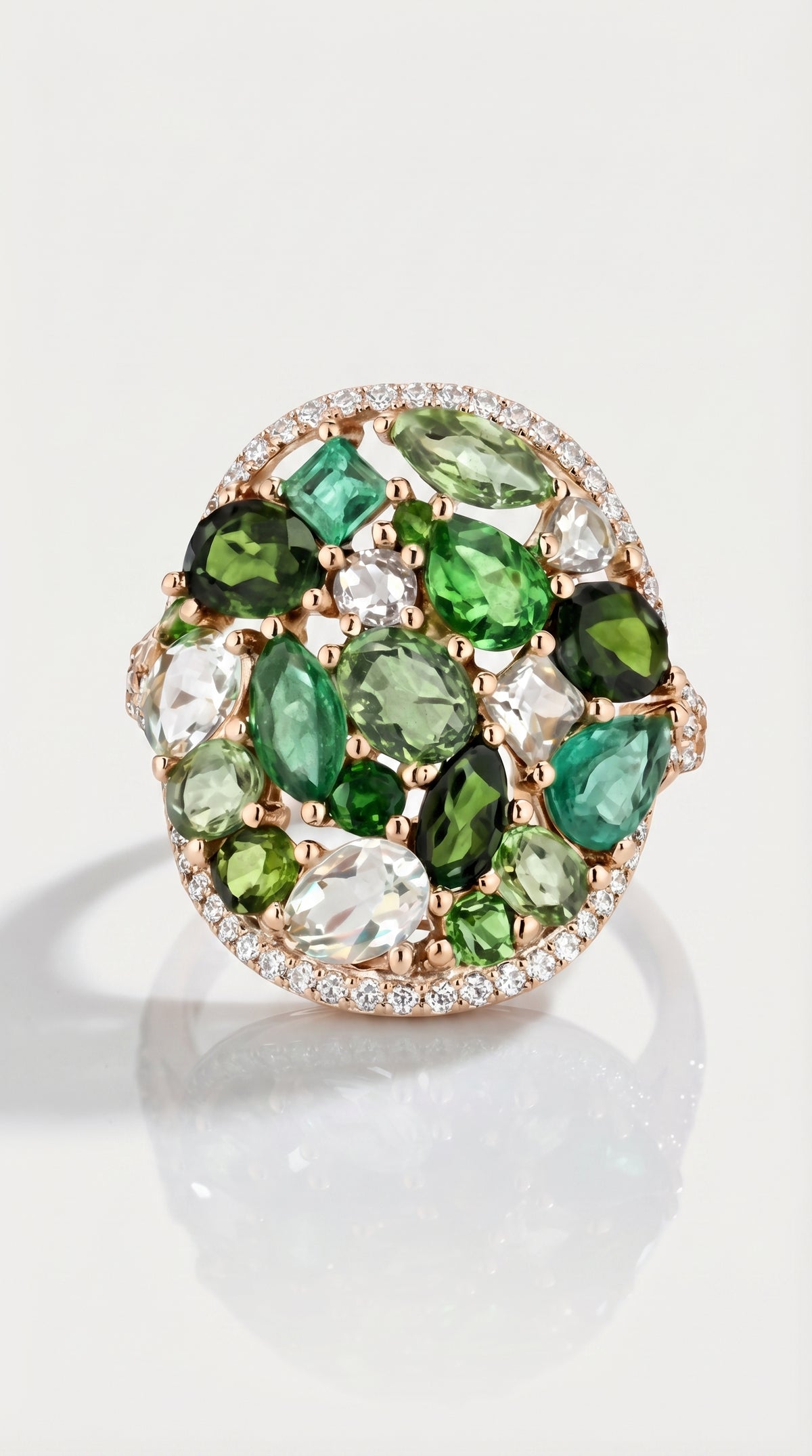 Mosaïque Éternelle - Emeralds & Green Sapphires Ring — Levendi Jewellers