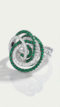 Swirl Emeralds & Diamond Ring
