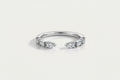 Wedding Band - Open White Gold Baguette and Round Brilliant Cut Diamond