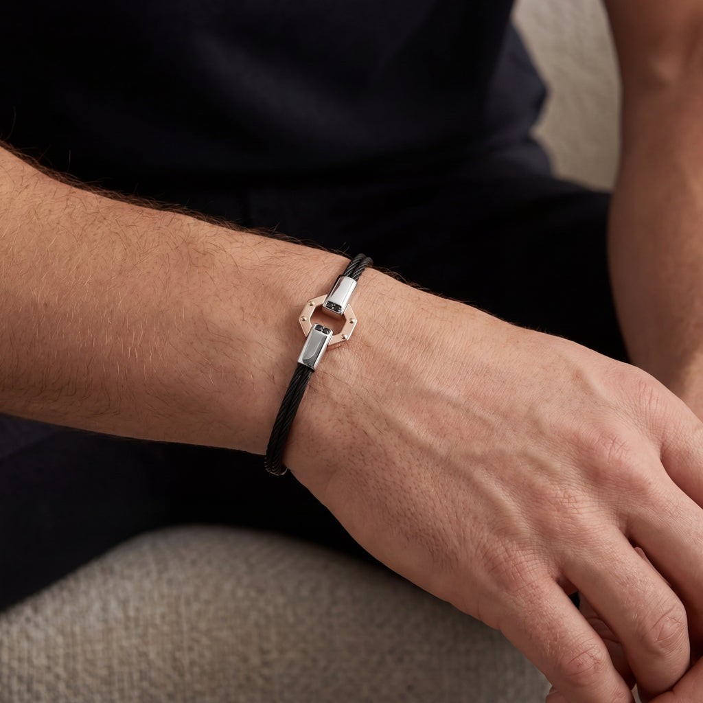 Baraka 316L Black Diamonds & Black PVD Bracelet, view 2 — Levendi Jewellers