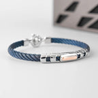 Baraka 316L Wide Rope Blue PVD Bracelet, view 4 — Levendi Jewellers
