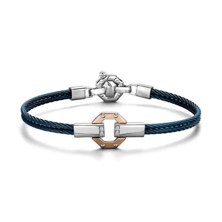 Baraka 316L  White Diamond Blue PVD Bracelet