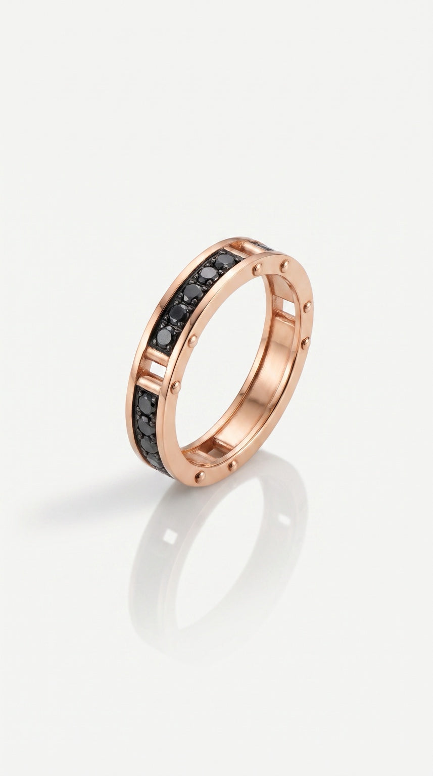 Black Diamonds & Rose Gold Ring