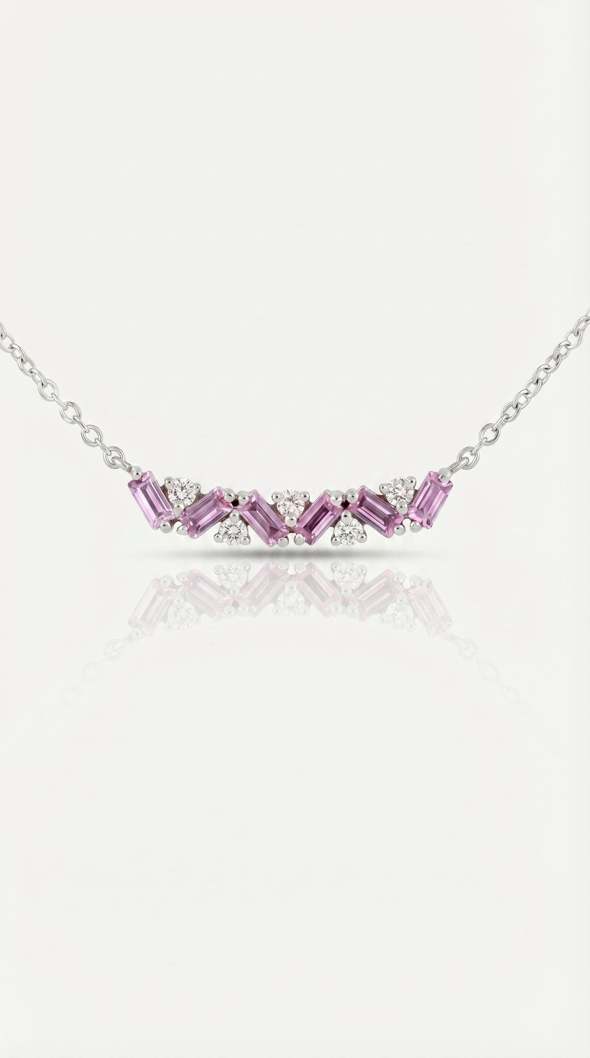 Rainbow - Petite Baguette Pink Sapphire Pendant — Levendi Jewellers