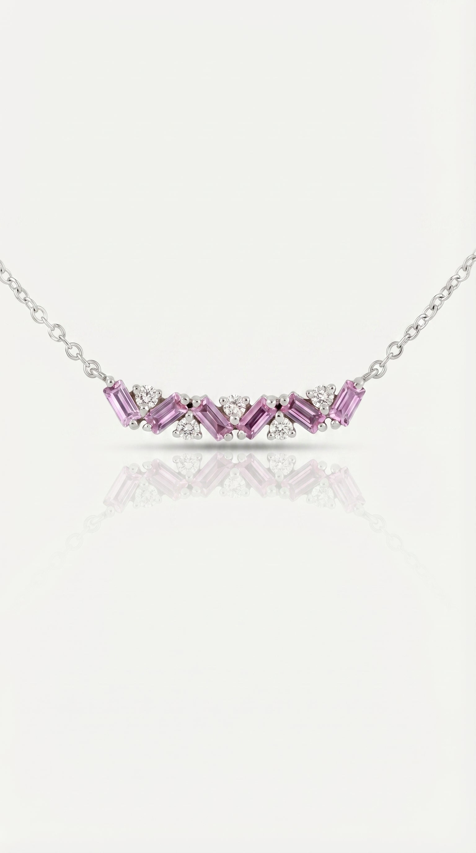 Rainbow - Petite Baguette Pink Sapphire Pendant