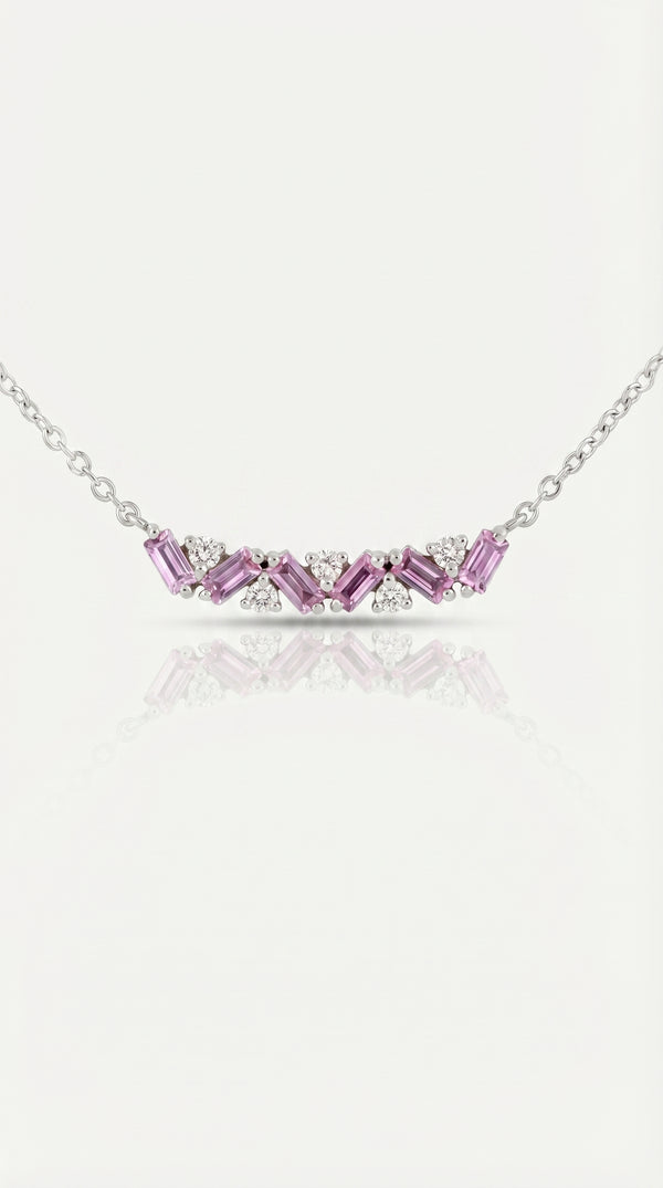 Rainbow - Petite Baguette Pink Sapphire Pendant — Levendi Jewellers