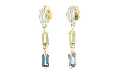 Baguette Drop Sky Blue Topaz, London Blue Topaz & Peridot