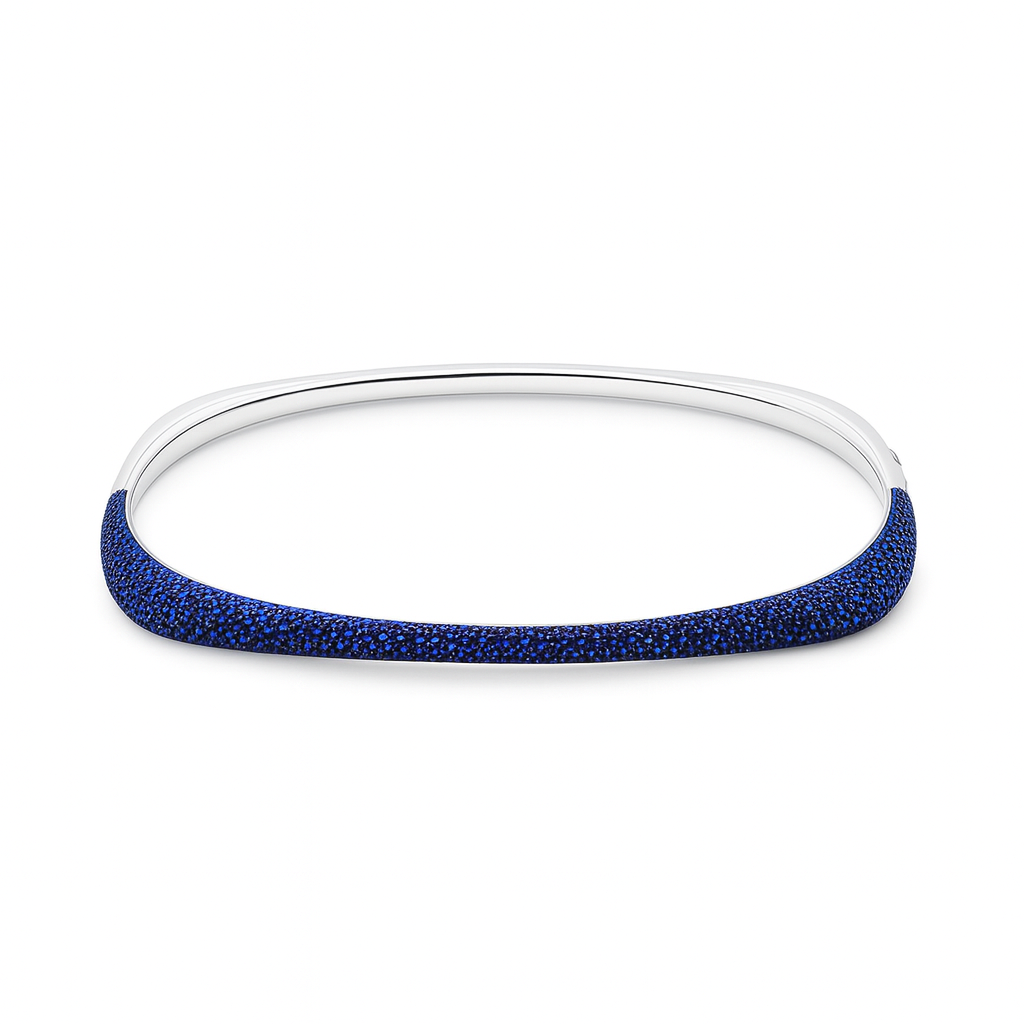 Invisible Blue Sapphire Micro Pave Bangle