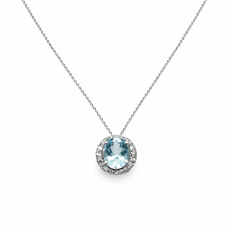 Classic - Aquamarine Halo Pendant
