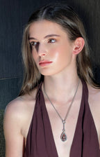 Morganite & Diamond Teardrop Pendant, view 2 — Levendi Jewellers