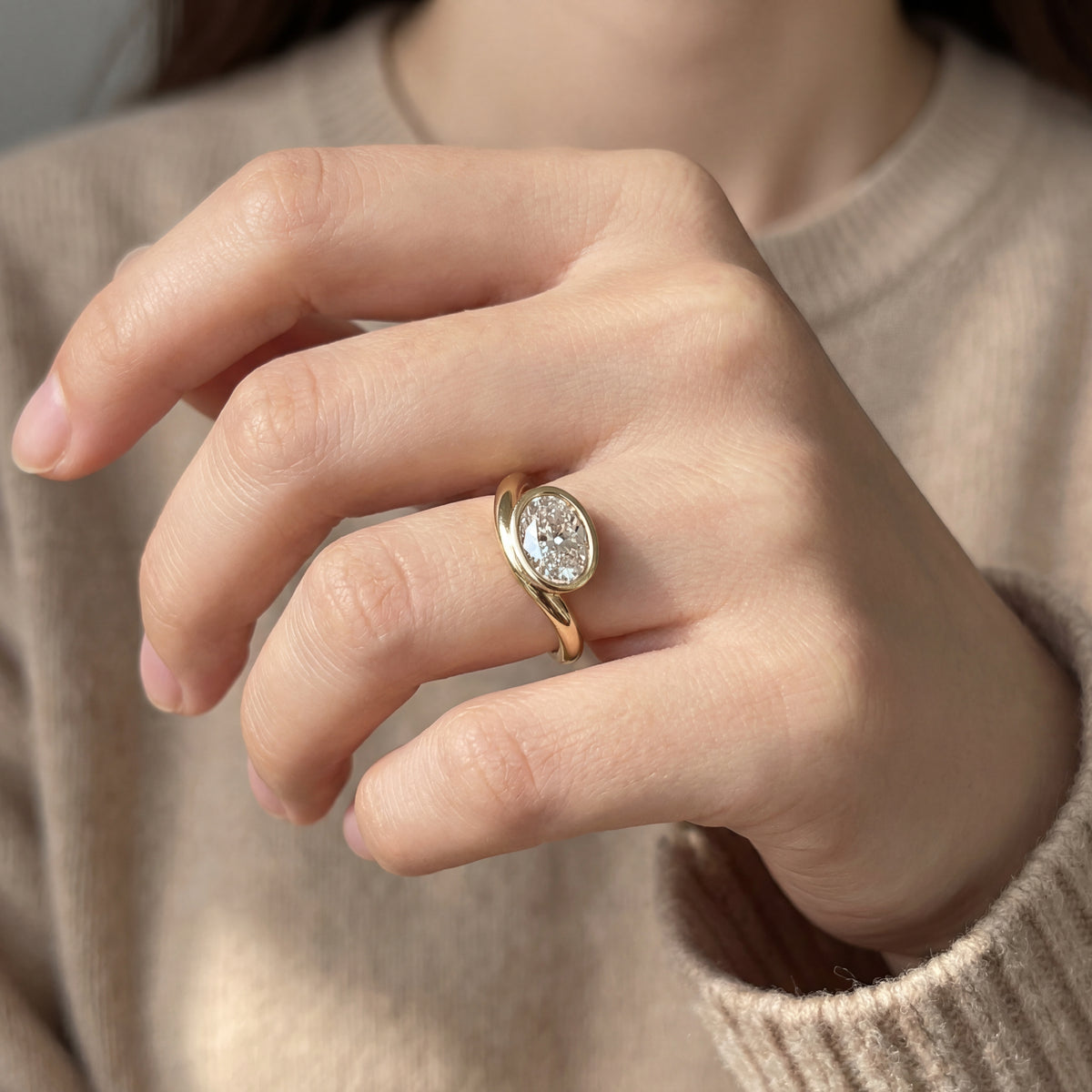 Levendi Wave of Love - East West Oval Engagement Ring, view 2 — Levendi Jewellers