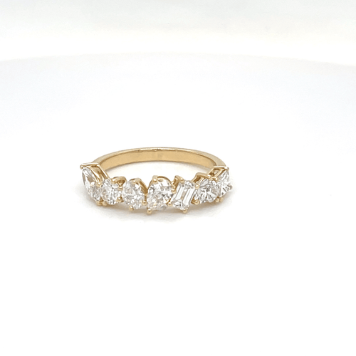 Asymmetric - Mixed Shapes Diamonds Wedding Ring
