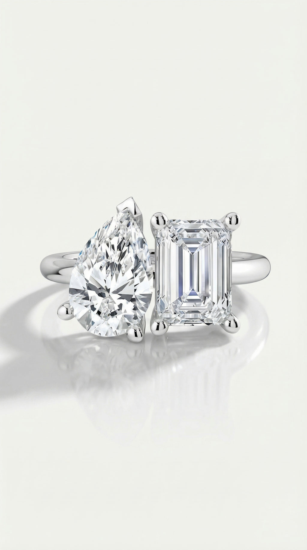 Levendi - Toi & Moi Pear & Emerald Cut Engagement Ring — Levendi Jewellers
