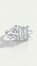 Levendi - Toi & Moi Pear & Emerald Cut Engagement Ring