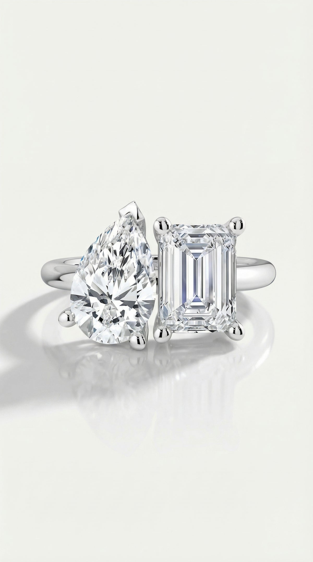Levendi - Toi & Moi Pear & Emerald Cut Engagement Ring — Levendi Jewellers