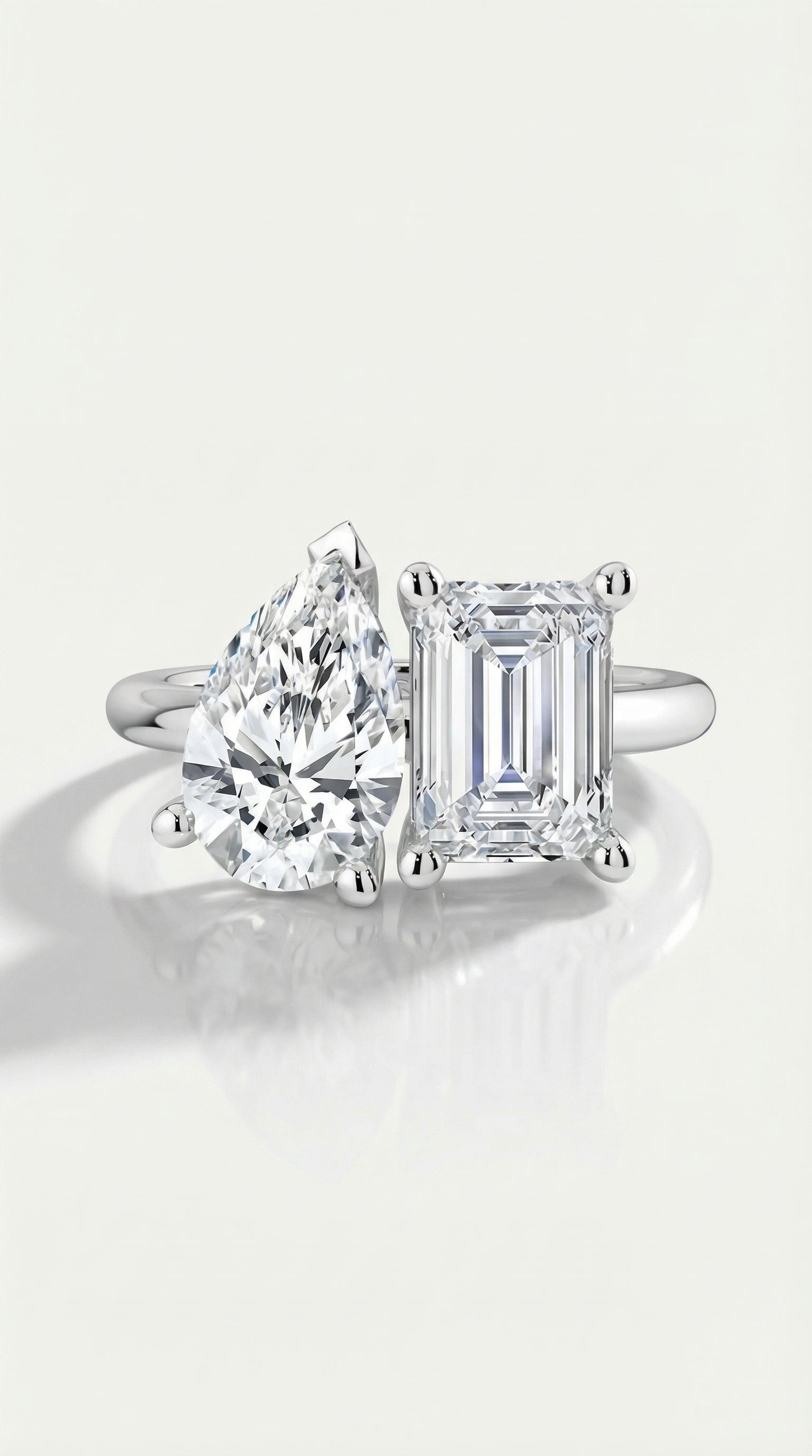 Levendi - Toi & Moi Pear & Emerald Cut Engagement Ring