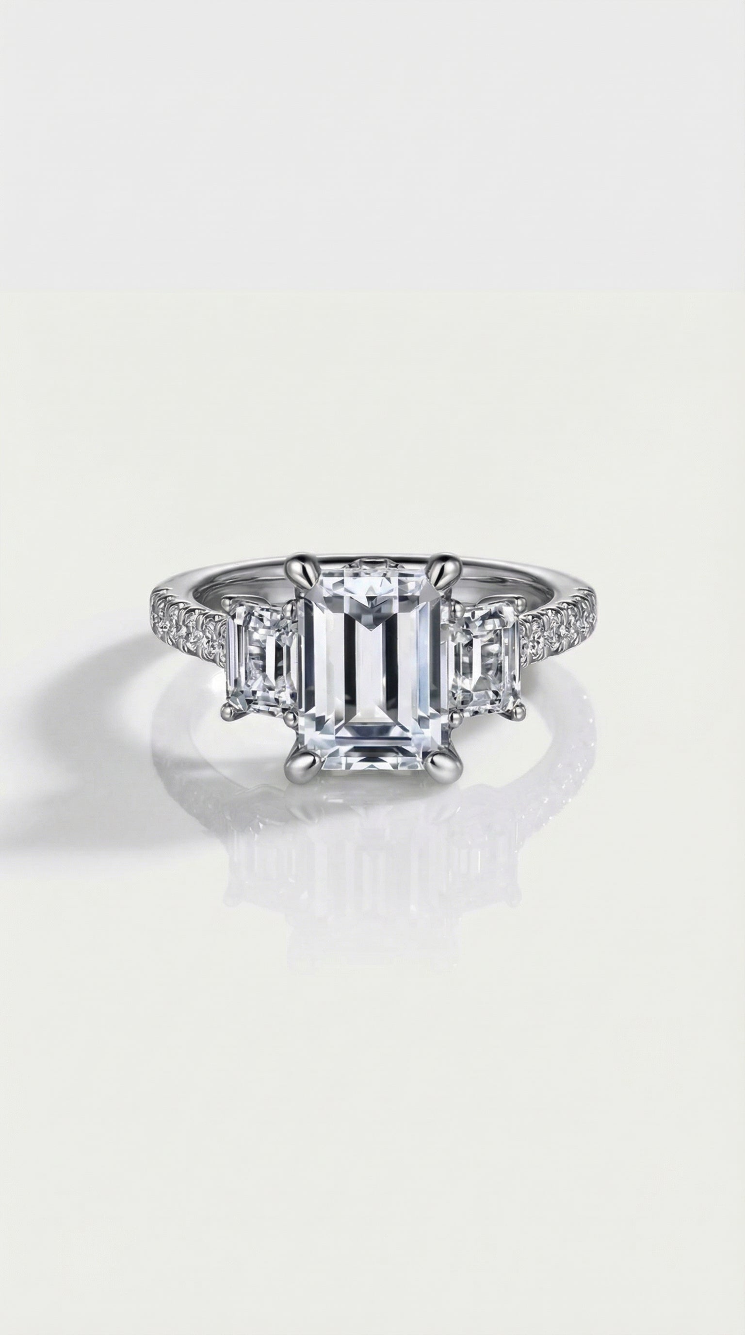 Levendi Classic Trilogy - Emerald Cut Engagement Ring