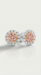 Argyle Essence - Odessa Pink Diamonds Halo Studs Earrings — Levendi Jewellers