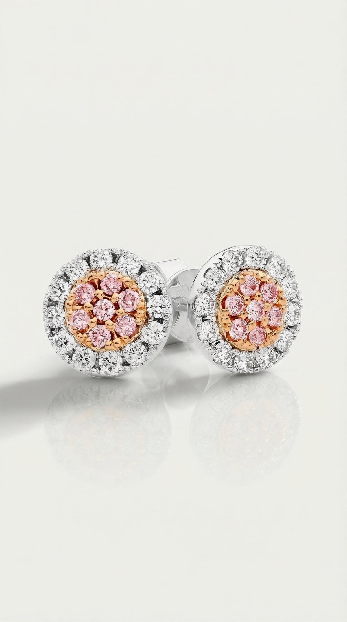 Argyle Essence - Odessa Pink Diamonds Halo Studs Earrings — Levendi Jewellers