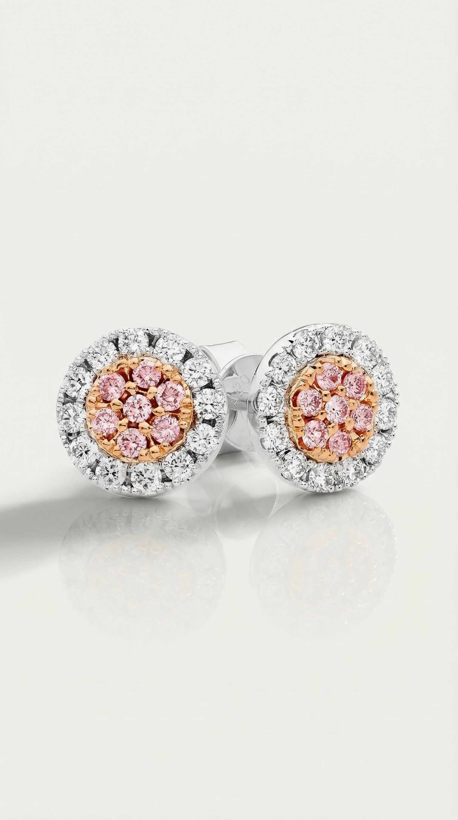 Argyle Essence - Odessa Pink Diamonds Halo Studs Earrings