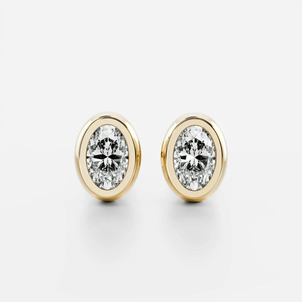 Classic Bezel Oval Cut Diamond Studs Earrings — Levendi Jewellers