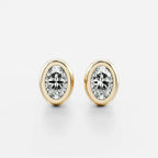 Classic Bezel Oval Cut Diamond Studs Earrings — Levendi Jewellers