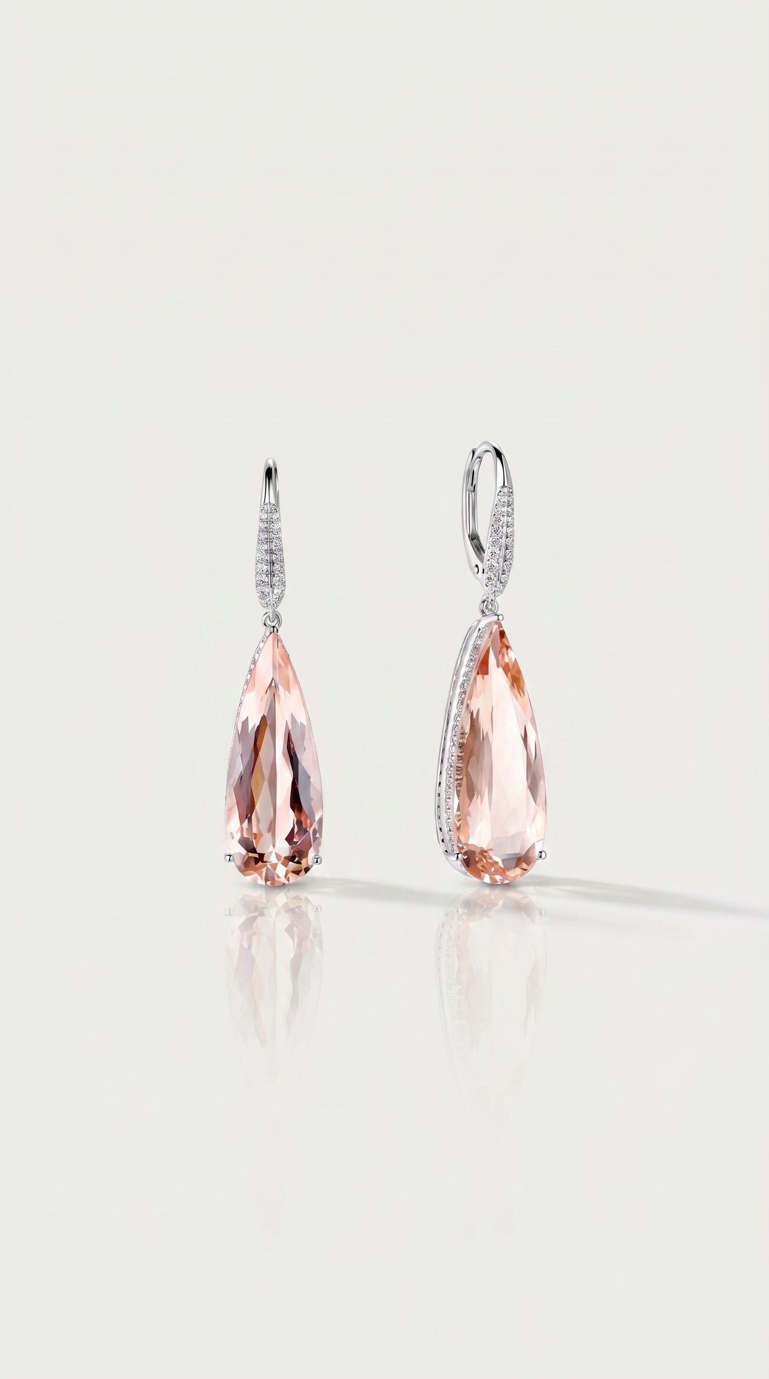 MORGANITE & DIAMOND DROP EARRINGS