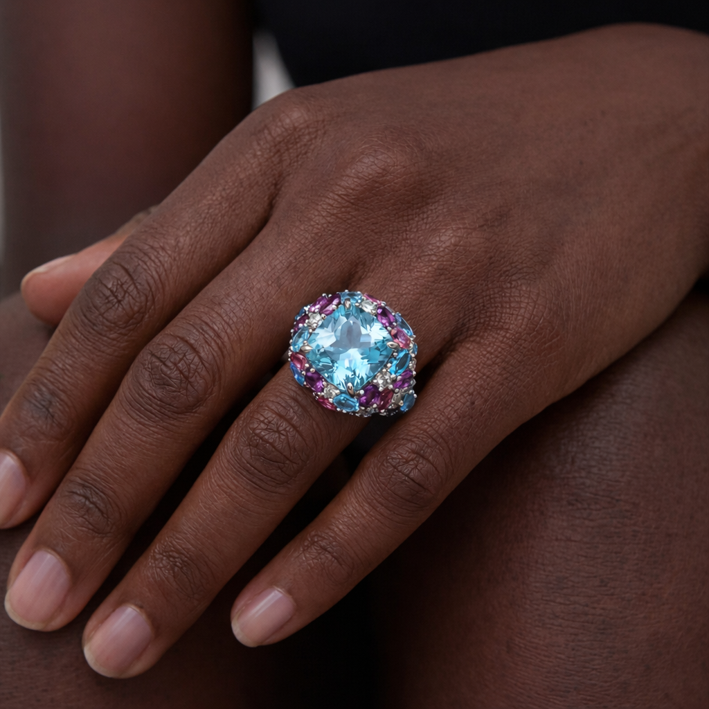 Neptune's Garden - Sky Blue Topaz Ring