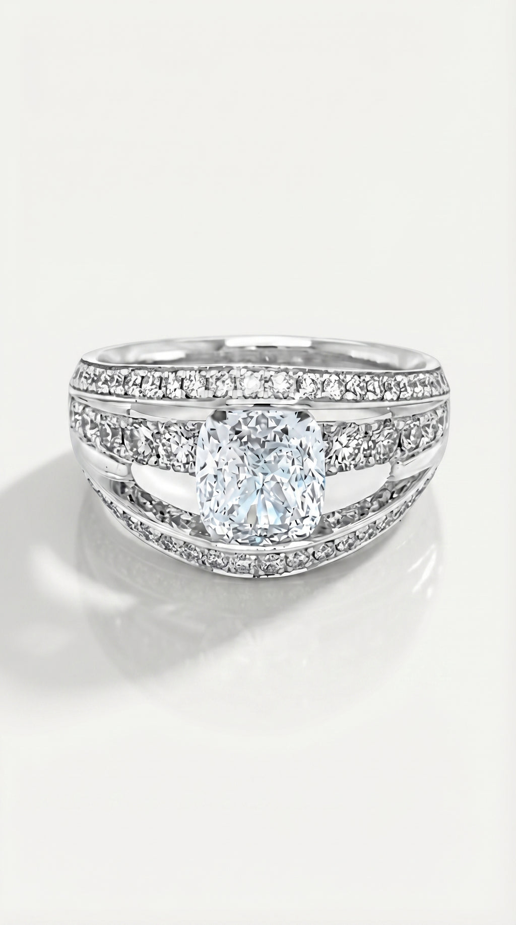 The Ellipse 3 Row Cushion Cut Diamond Ring — Levendi Jewellers