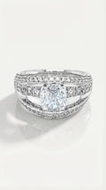 The Ellipse 3 Row Cushion Cut Diamond Ring