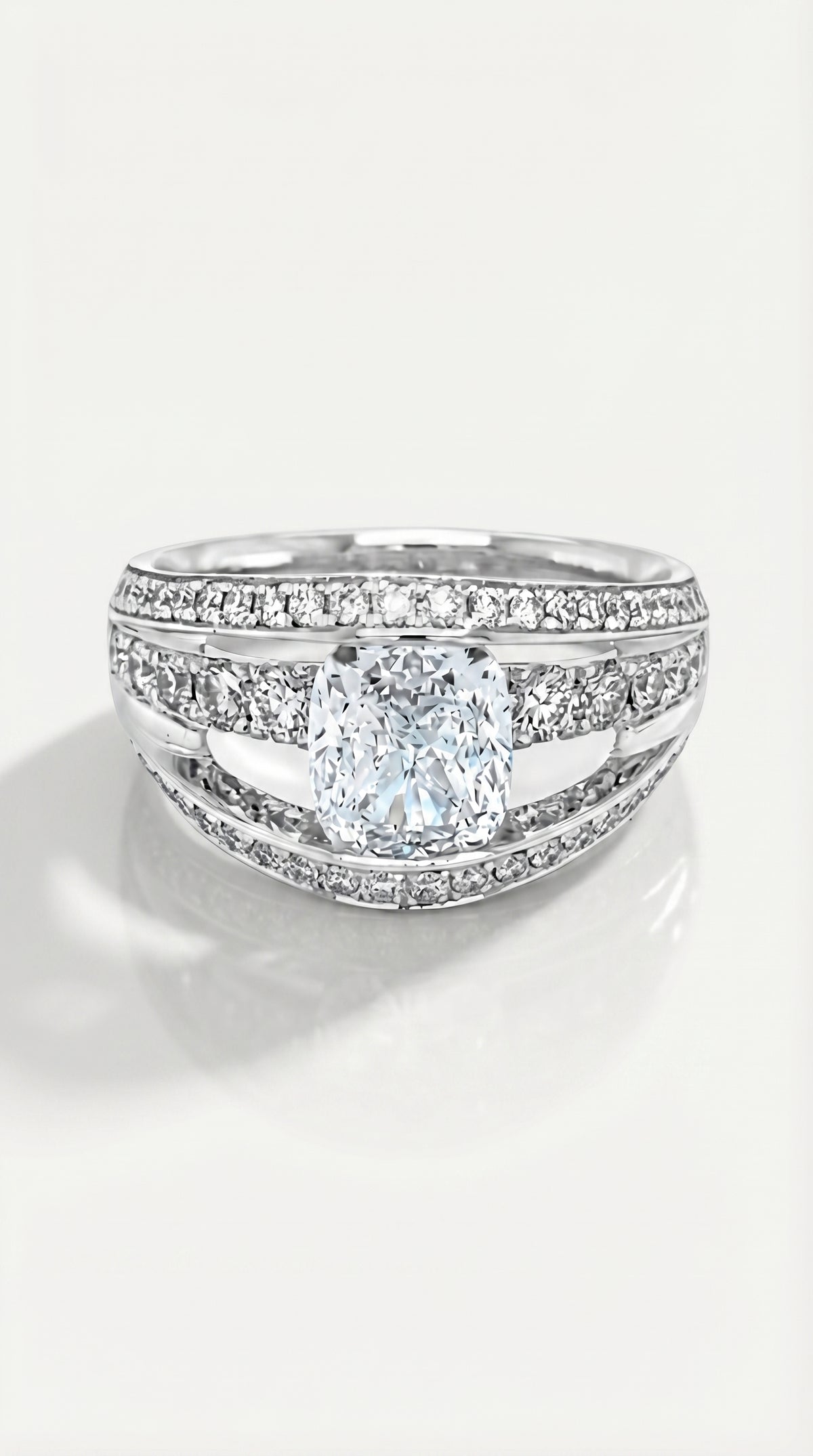 The Ellipse 3 Row Cushion Cut Diamond Ring — Levendi Jewellers