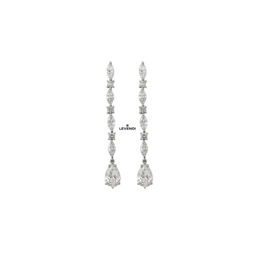 16 Diamonds Pear Marquise Round Drop Earrings