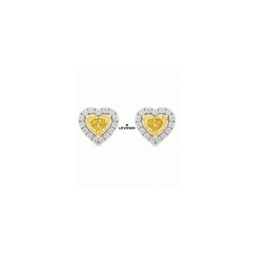 Amour - Yellow Diamond Heart Shape Studs Earrings