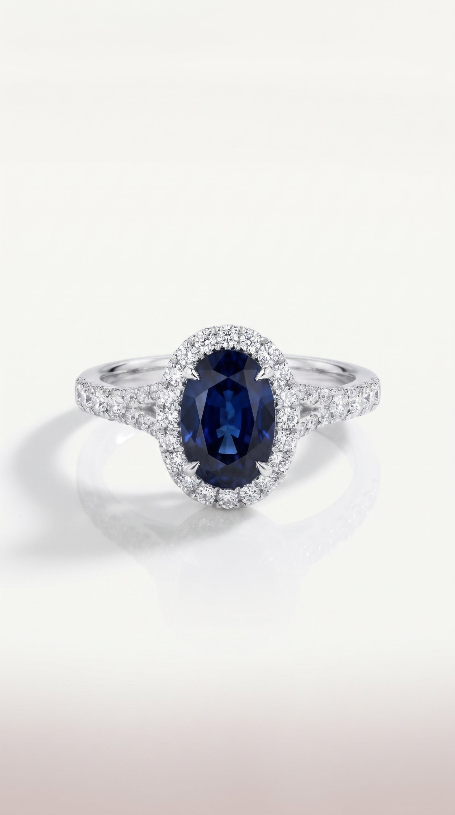 Oval Cut Australian Blue Sapphire 2.35ct Diamond Halo Ring