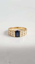 Oval Sapphire Tension Set Signet Ring