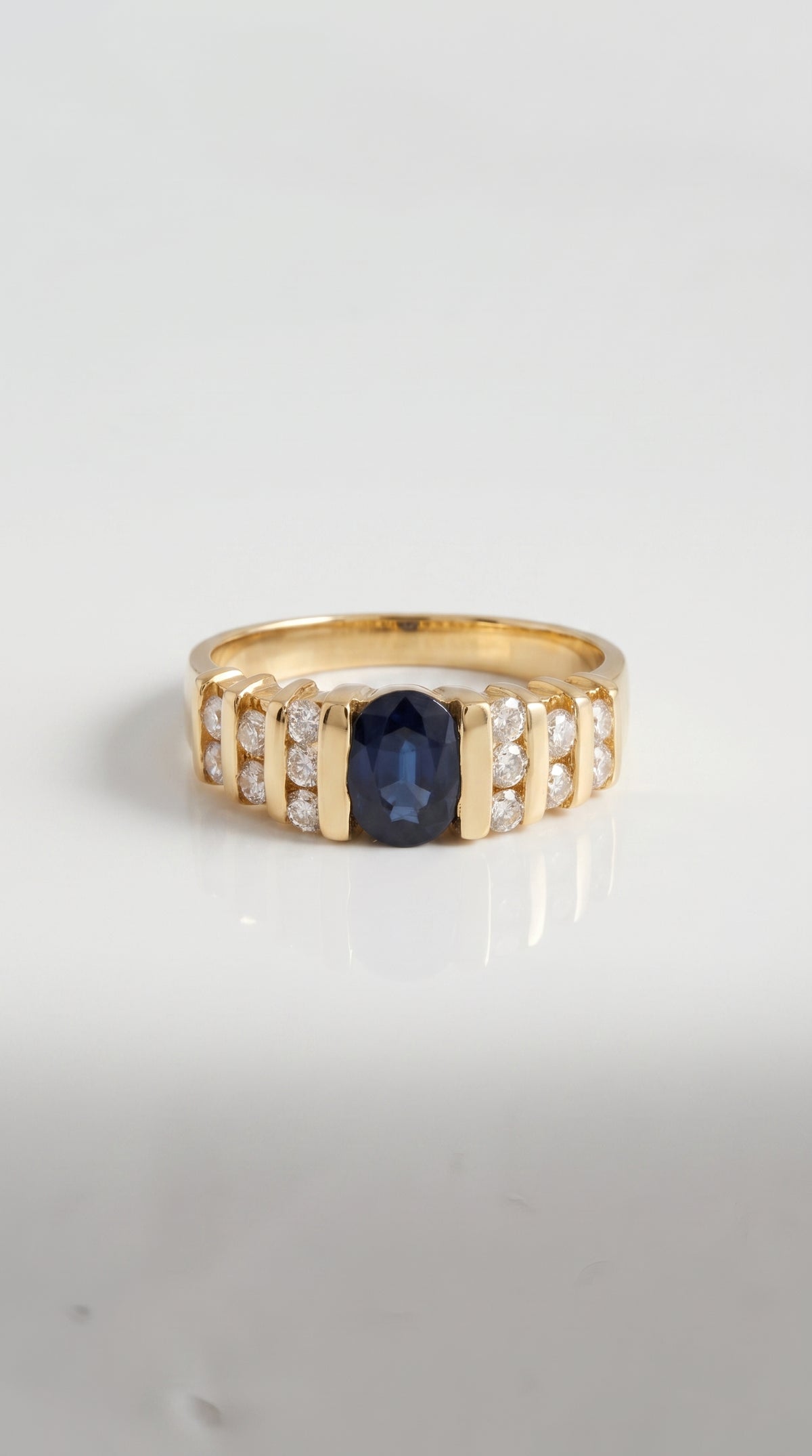 Oval Sapphire Tension Set Signet Ring — Levendi Jewellers