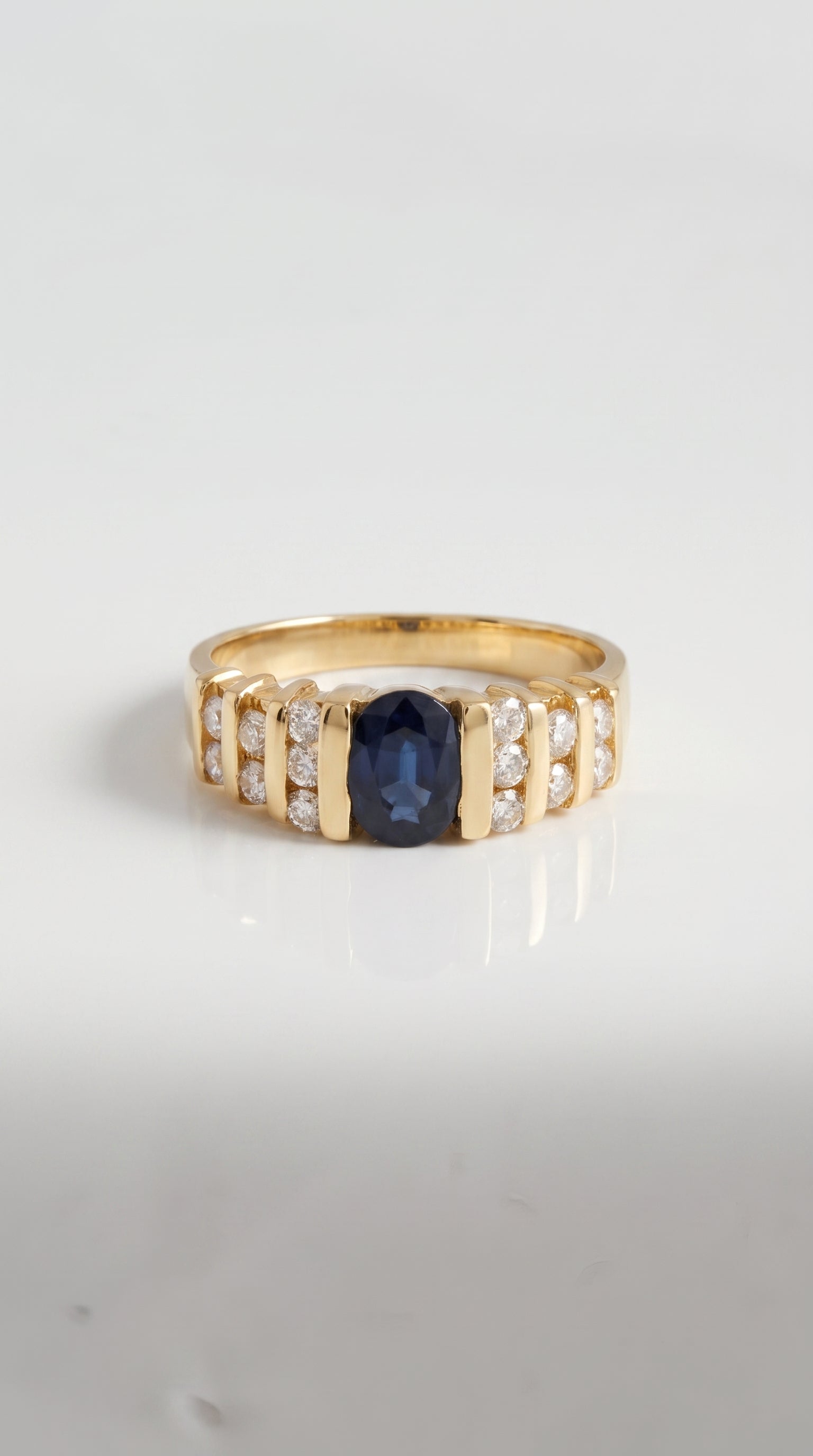 Oval Sapphire Tension Set Signet Ring