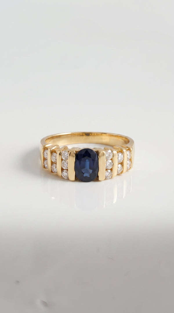 Oval Sapphire Tension Set Signet Ring — Levendi Jewellers