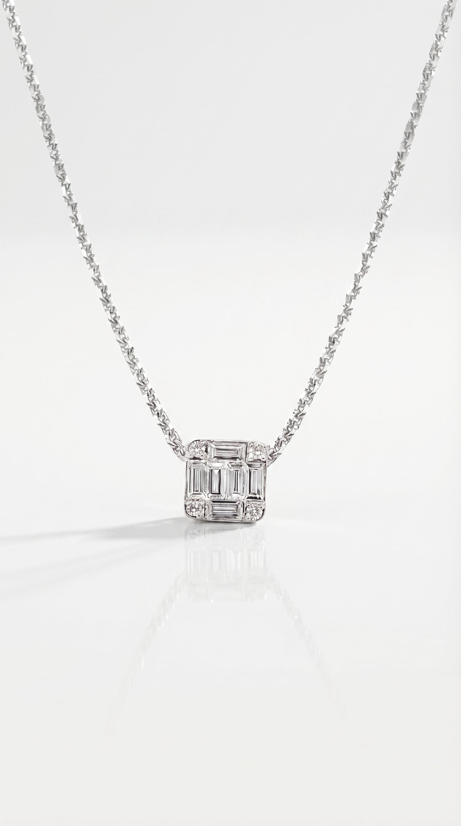 White Gold Diamond Baguette Pendant