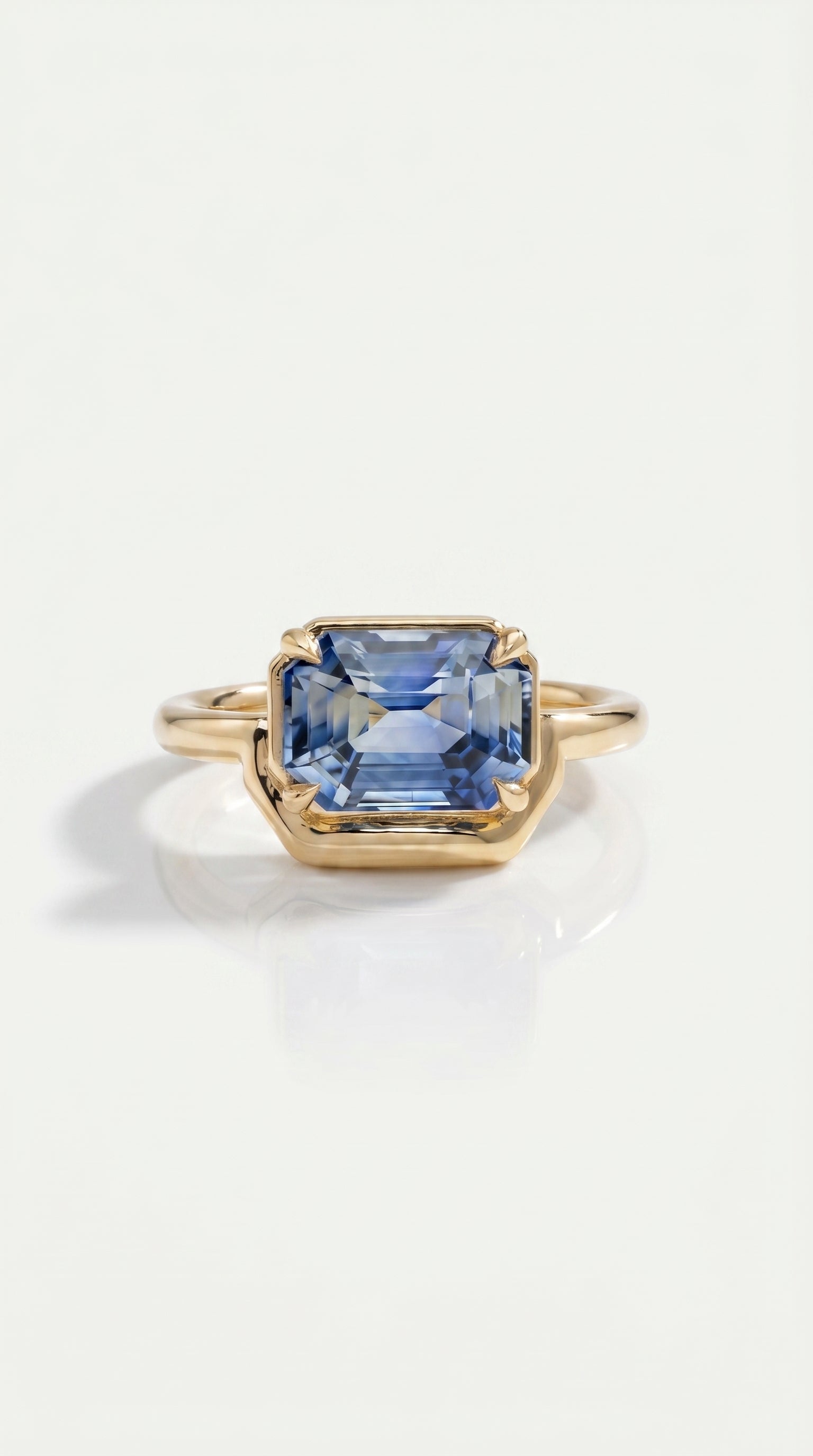 Levendi Wave of Love - Emerald Cut Sapphire Engagement Ring