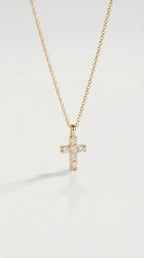 Thea - Mini Yellow Gold Diamonds Cross — Levendi Jewellers