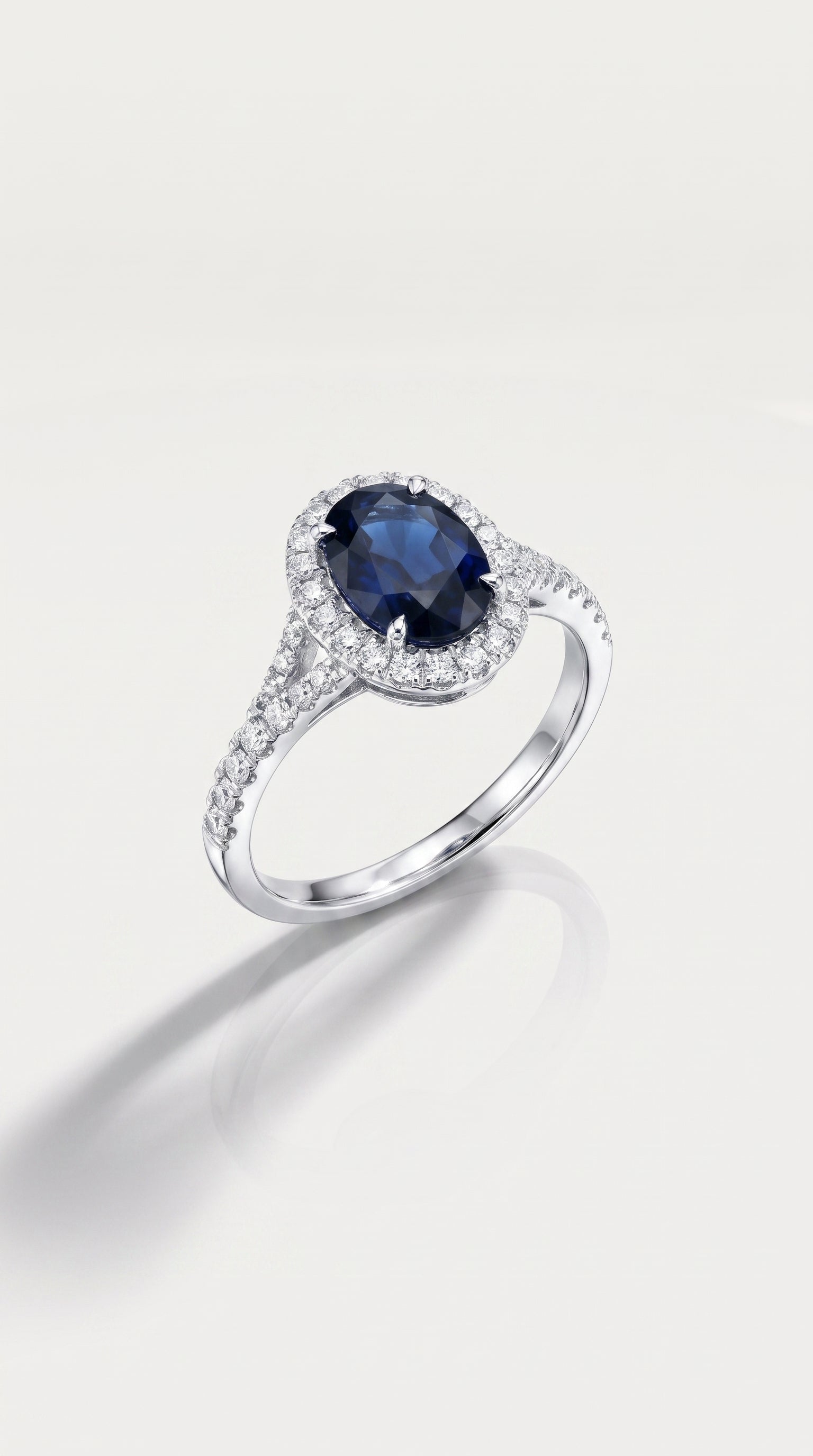 Oval Cut Australian Blue Sapphire 2.35ct Diamond Halo Ring