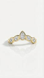 Wedding Band - 5 Pear Diamonds Bezel Set — Levendi Jewellers