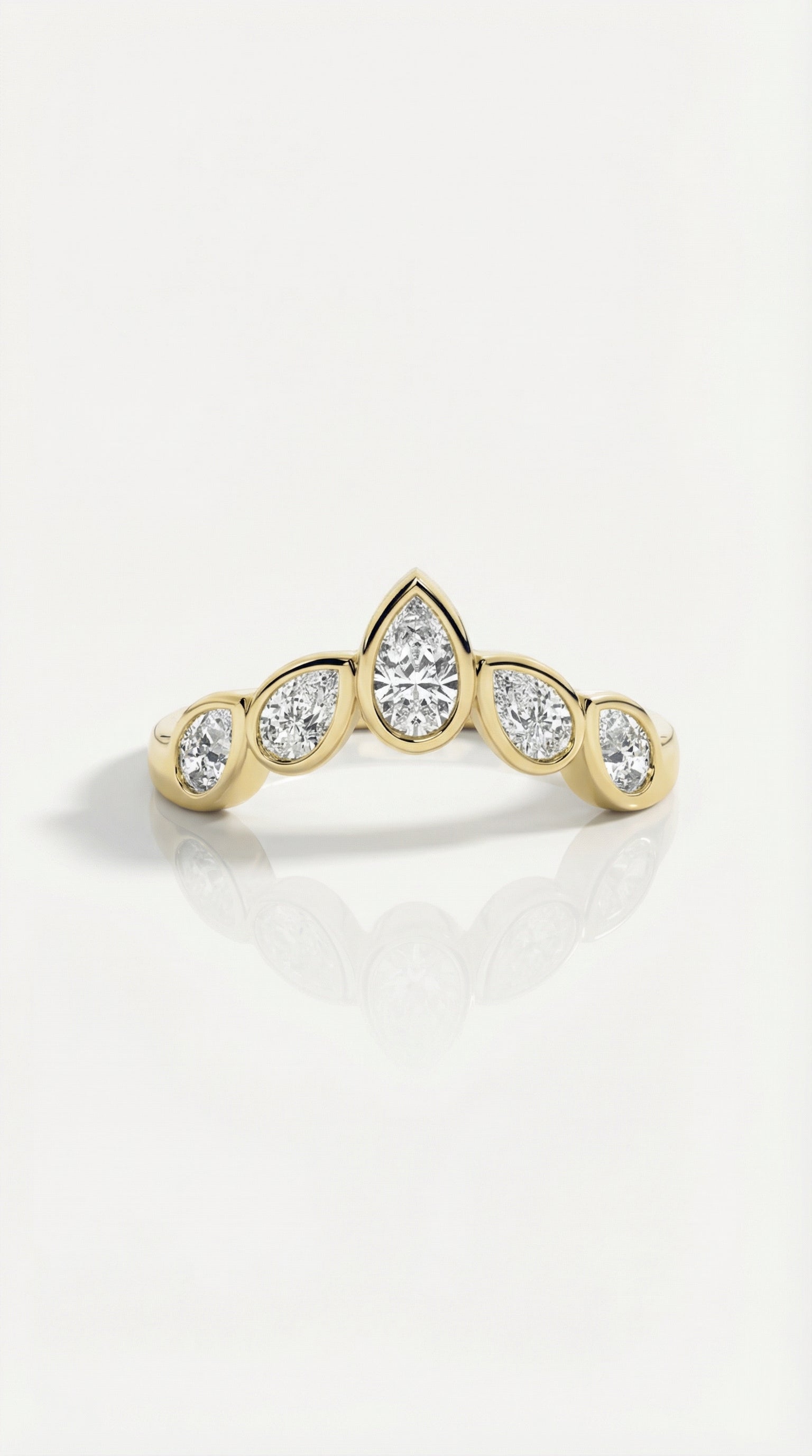 Wedding Band - 5 Pear Diamonds Bezel Set